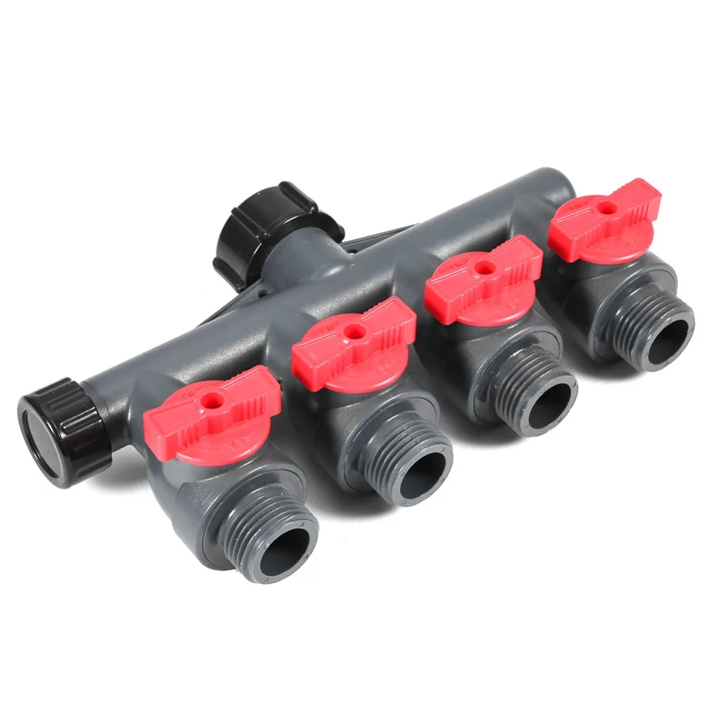 Durable Plastic 4 Way Hose Splitter G3/4 Inch Easy Install Hose Splitter 4 Way Water Tap Splitter Garden Watering