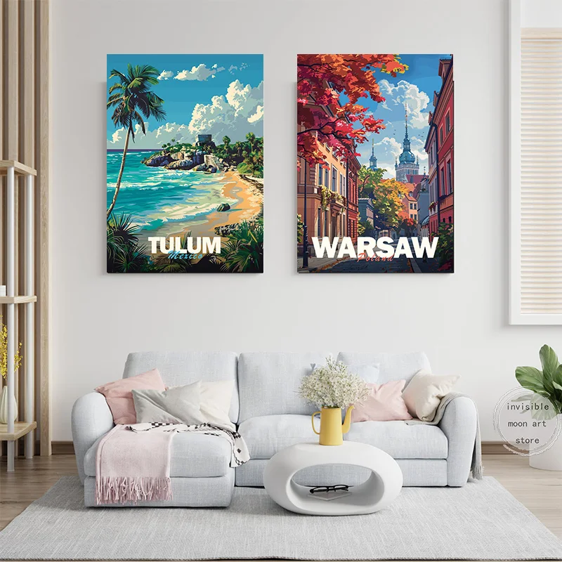 مدينة العالم السفر ملصق فني لوس أنجلوس سيتي سكيب بوسطن حائط لوح رسم يطبع صورة لغرفة المعيشة ديكور المنزل كوادروس #2