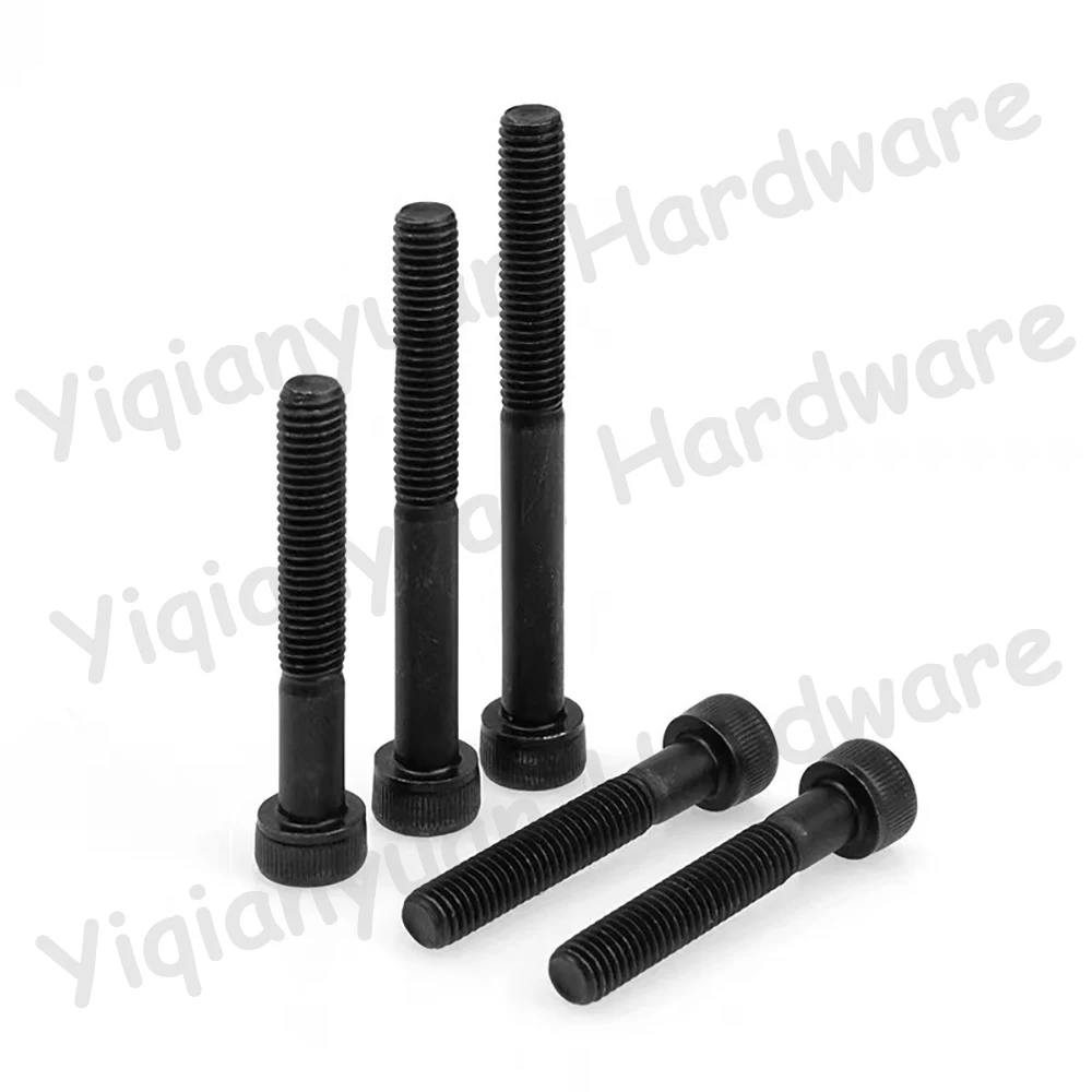 Yiqianyuan M30xP3.5 DIN912 Grade 12.9 Alloy Steel Hexagon Socket Knurled Cap Head Screws Allen Key Bolts Partially Threaded