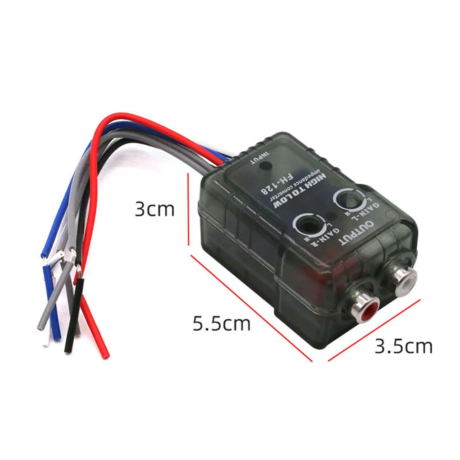 Audio Converter High to Low Speaker Impedance RCA Line Adapter for Car Power Amp Bass Upgrade