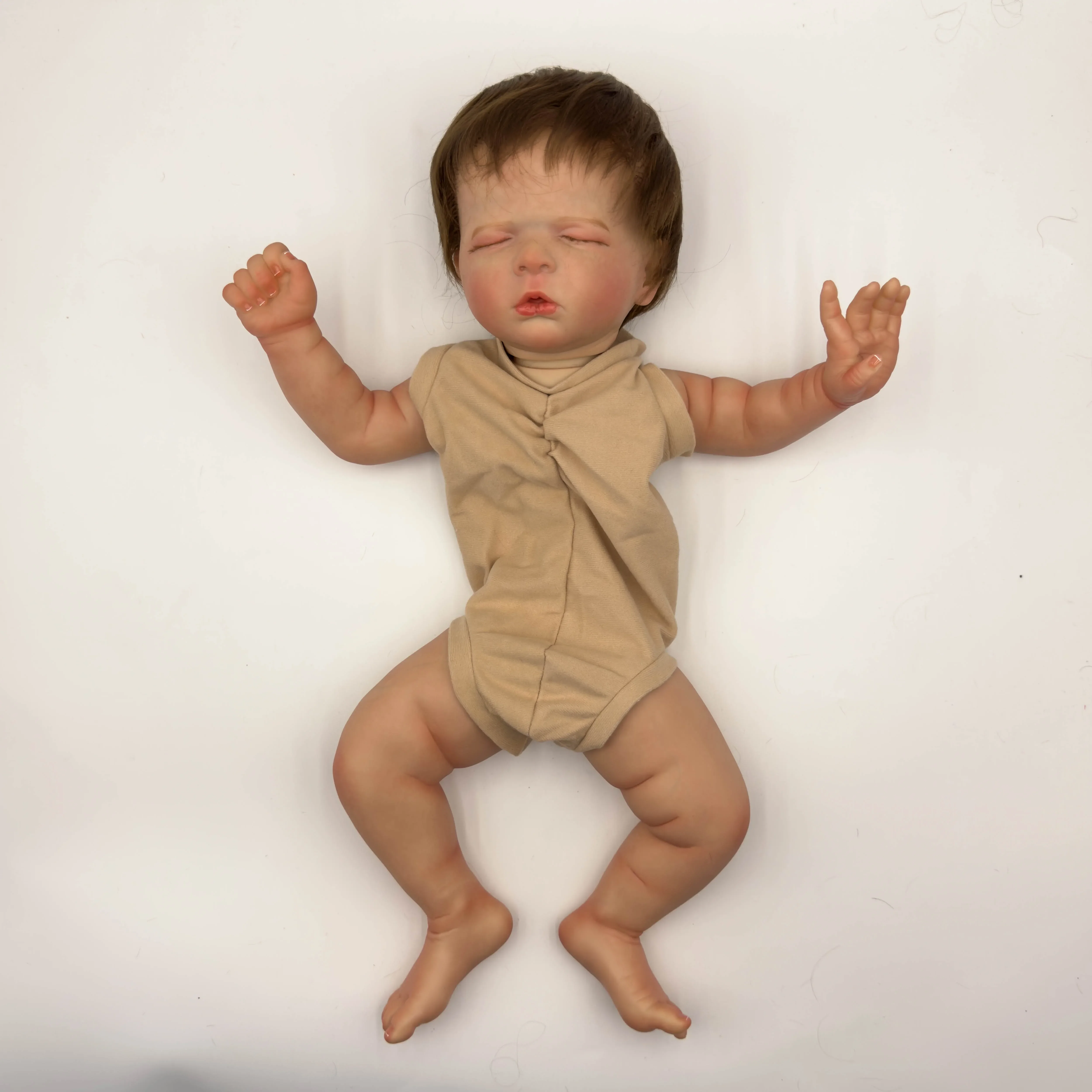 NPK 19inch Reborn Dolls Kit  Luisa Painted Doll Kit Unfinished Doll Parts with Hand Rooted Hair Lifelike Doll