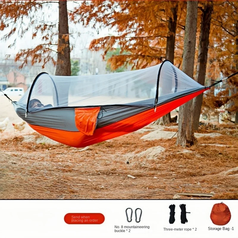 Mosquito Net Type Hammock Ultra Light Camping Quick Opening Hammock, Nylon Mesh Anti Rollover Outdoor Swing Leisure -220 * 100cm