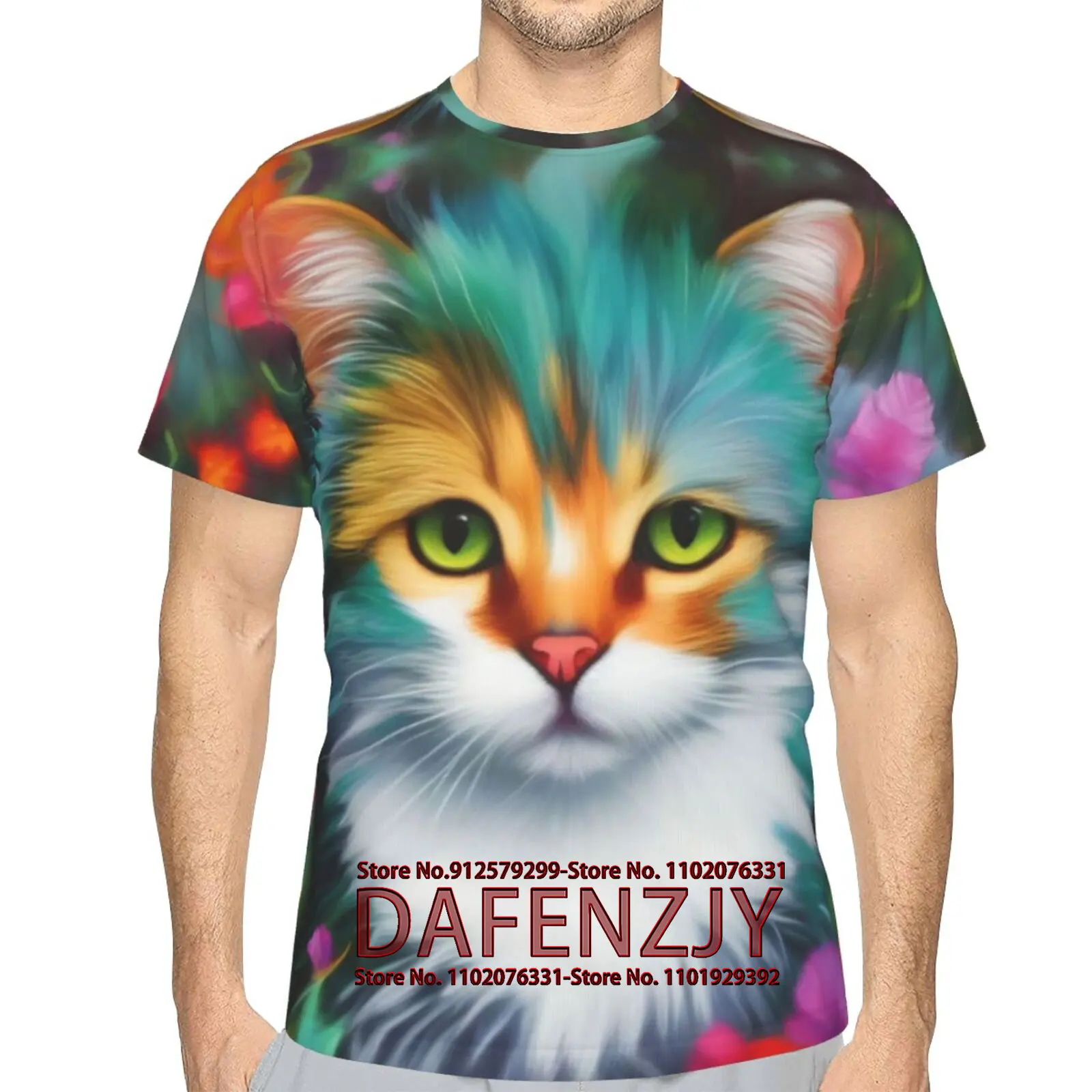 Unisex 3D Cat Fashion 3D Printed Graphic Short Sleeve T-Shirts for Men