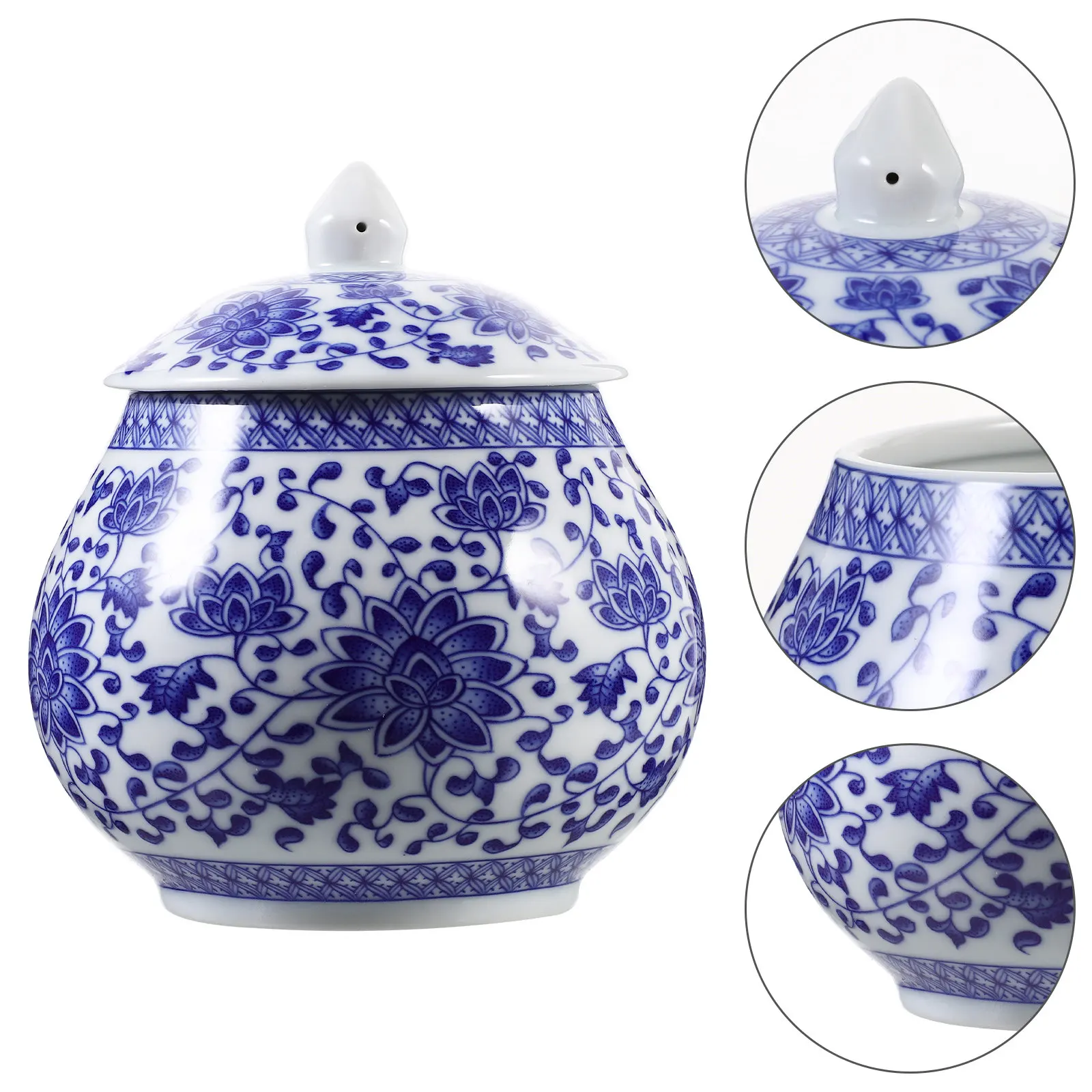 

Blue Ceramic Storage Jar Retro Style Tea Canister for Loose Tea Coffee Candies Kitchen Pantry Organization Chinese