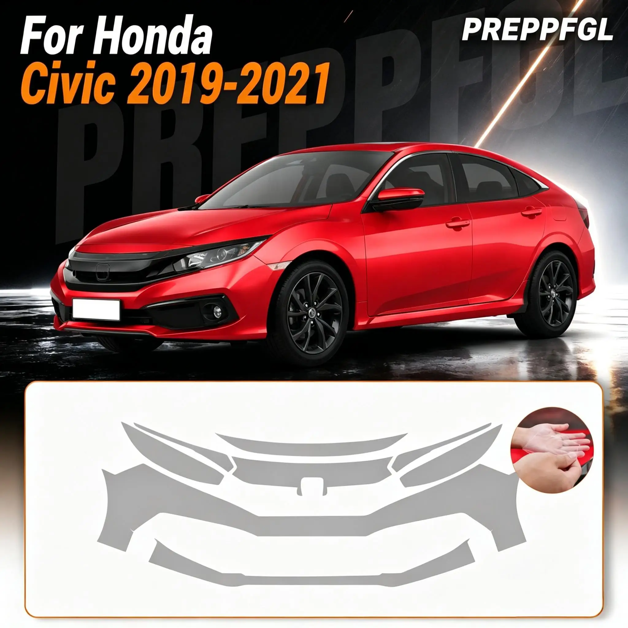 For Honda Civic 2019 2020 2021 9Mil TPU Pre-cut PPF Paint Protective Film Custom Anti Scratch Self-Healing Transparent