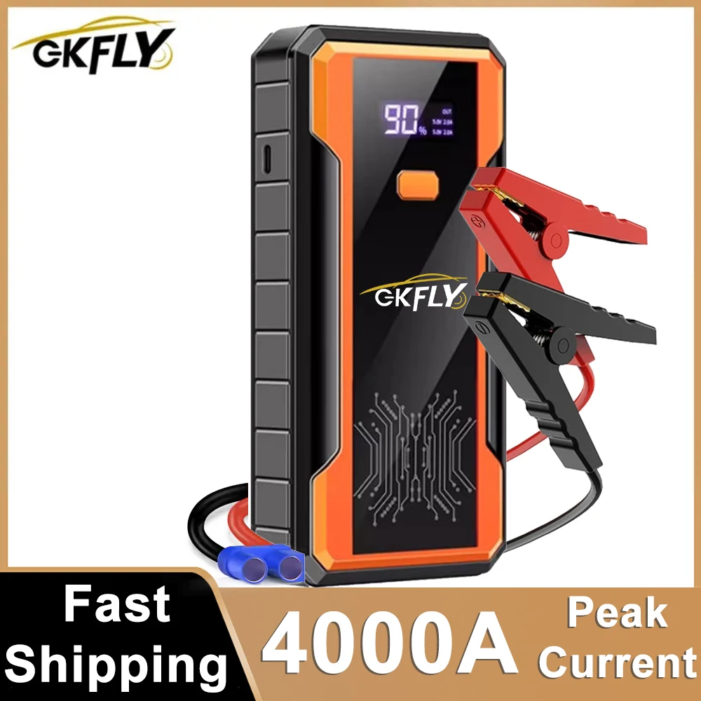GKFLY 4000A Start Power Bank Jump Starter Booster de coche batería externa 12V dispositivo de arranque para banco de energía diésel de gasolina