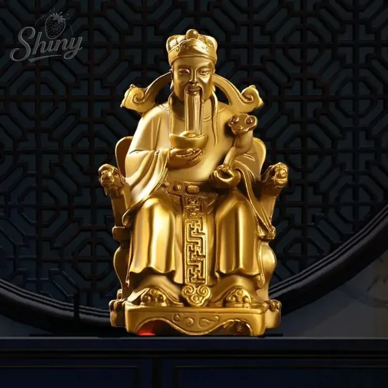 

Chinese Feng Shui Lucky Copper God of Wealth Ornaments Home Office Table Decor Small Sitting Office Sculptures Home Accessories