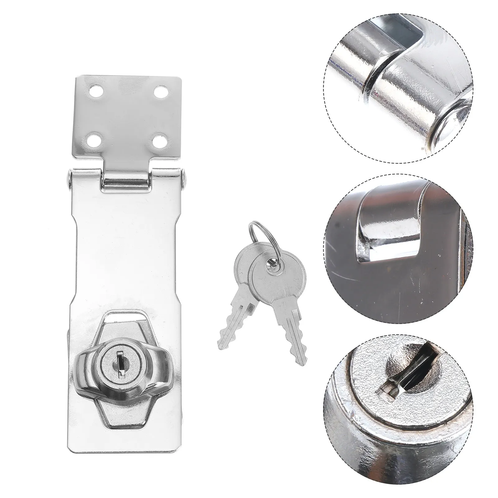 

1Set Key Lock Hasp Heavy Duty Stainless Steel Door Lock Buckle Security Padlock Clasp Safe Latch for Cabinet Gate Drawer