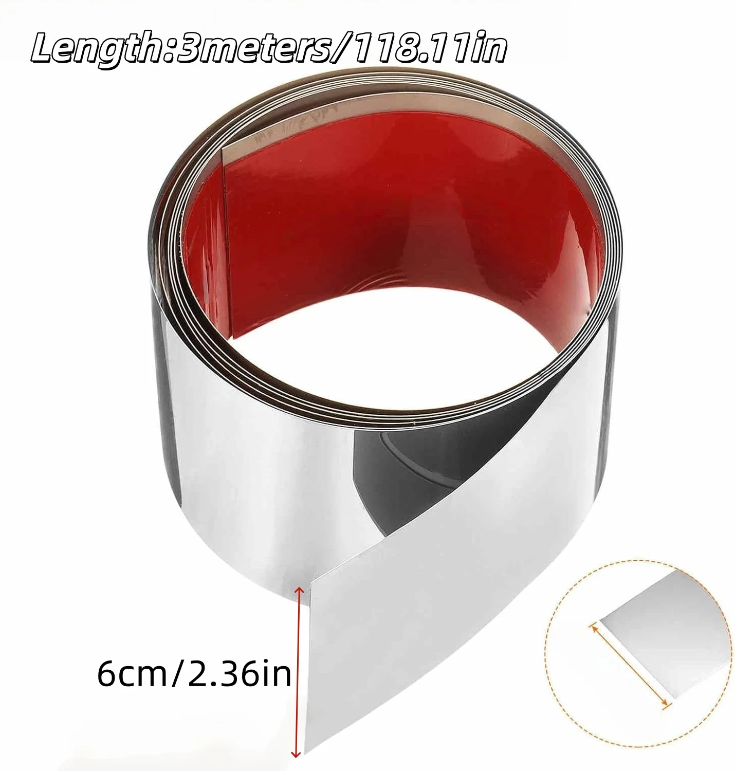 1PC 118.11in Self-Adhesive Stainless Steel Decorative Trim , Dirt-Resistant, Suitable for Indoor Metal Edging Decoration.