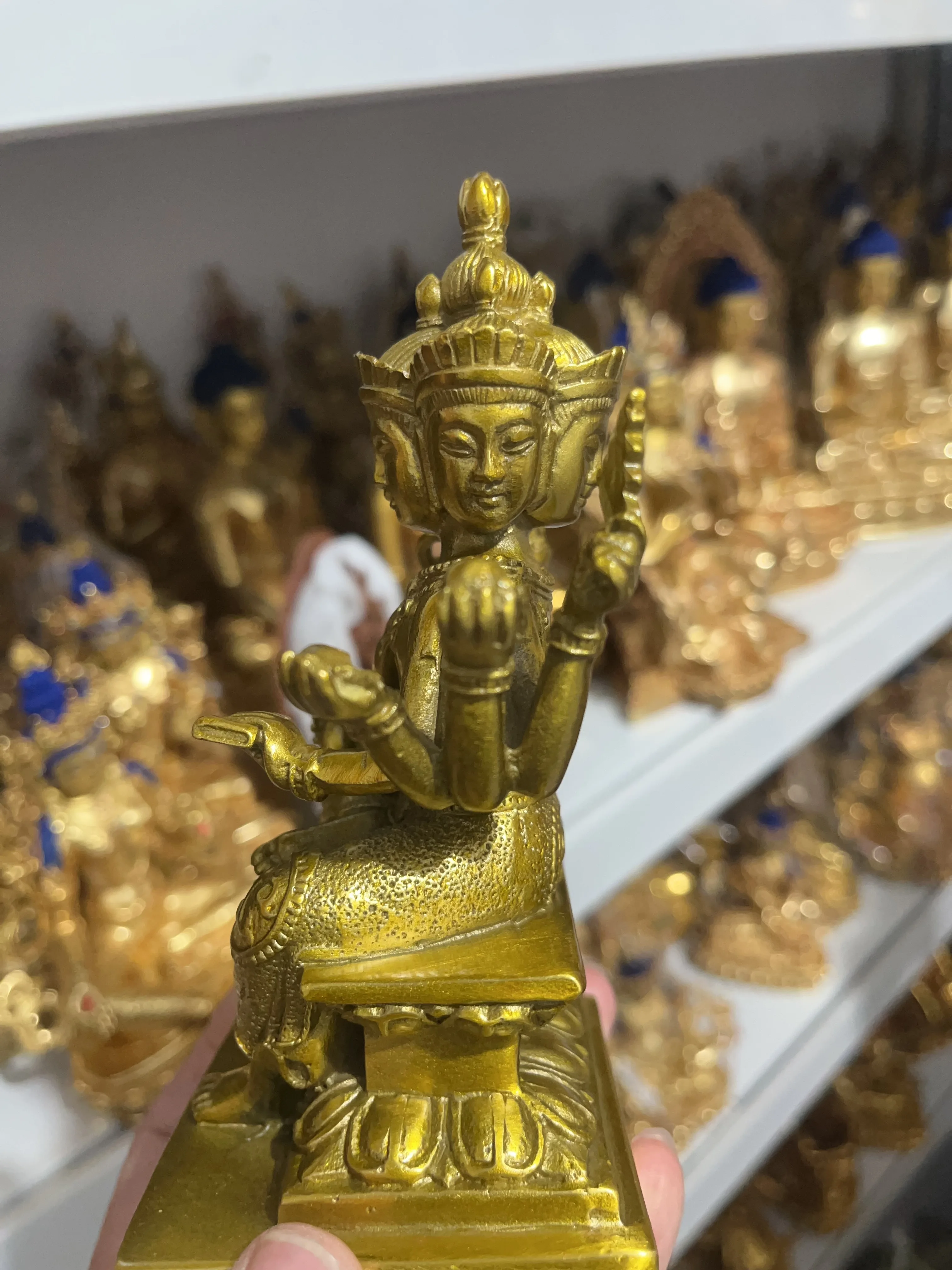 آسيا تايلاند فعالة محظوظ Phra Phrom تمثال بوذا النحاس أربعة جوانب الله بوذا مذبح العبادة المنزل نعمة الحماية