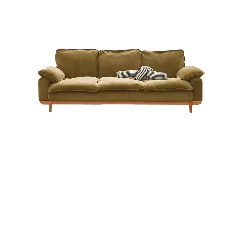 

Fabric sofa, retro green corduroy, simple
