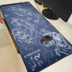 Technical Drawing RGB Mouse Pad LED Lighting Gaming Mousepad XXL Large Desk Mat Grande LED Mouse Pads Gamer for Keyboard Cushion