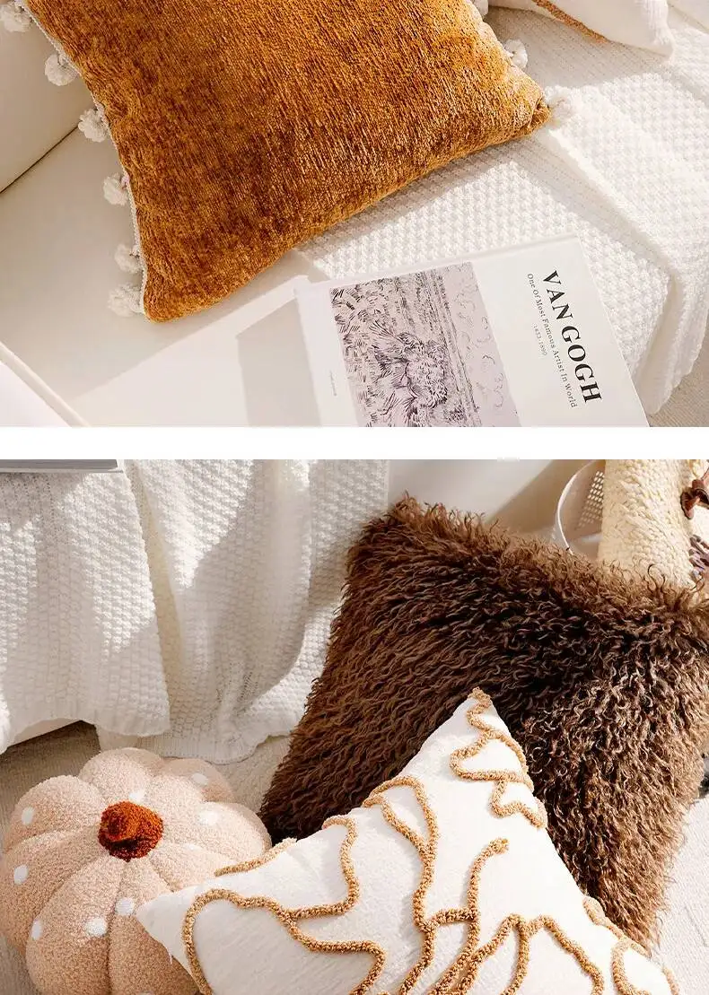 Boho-Kissenhülle im marokkanischen Streifenstil, Chenille, luxuriös, weich, dekorativ, für Sofa, Bett, Heimdekoration – Detail 13