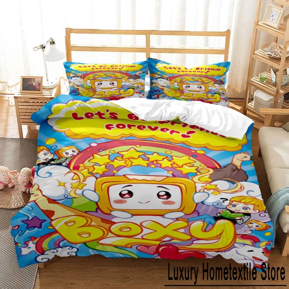 Lanky-box Foxy Boxy Cute Cartoon 3D printed bedding Queen bedding set Customized King size bedding set Soft and comfortable