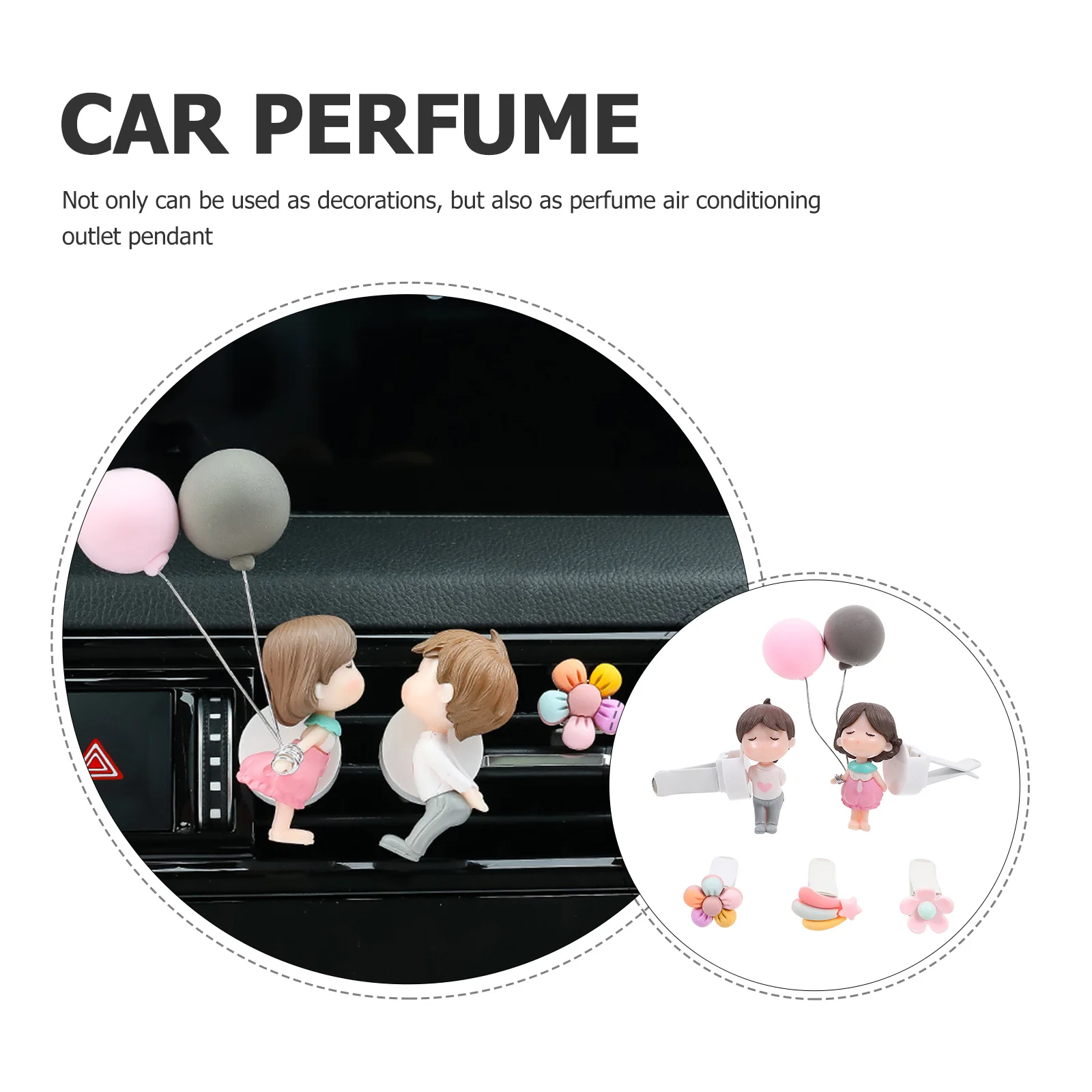 

5Pcs Car Outlet Clips Cute Car Air Freshener Vent Clip Balloons Flowers Design Easy Installation No Damage Dashboard Decorations