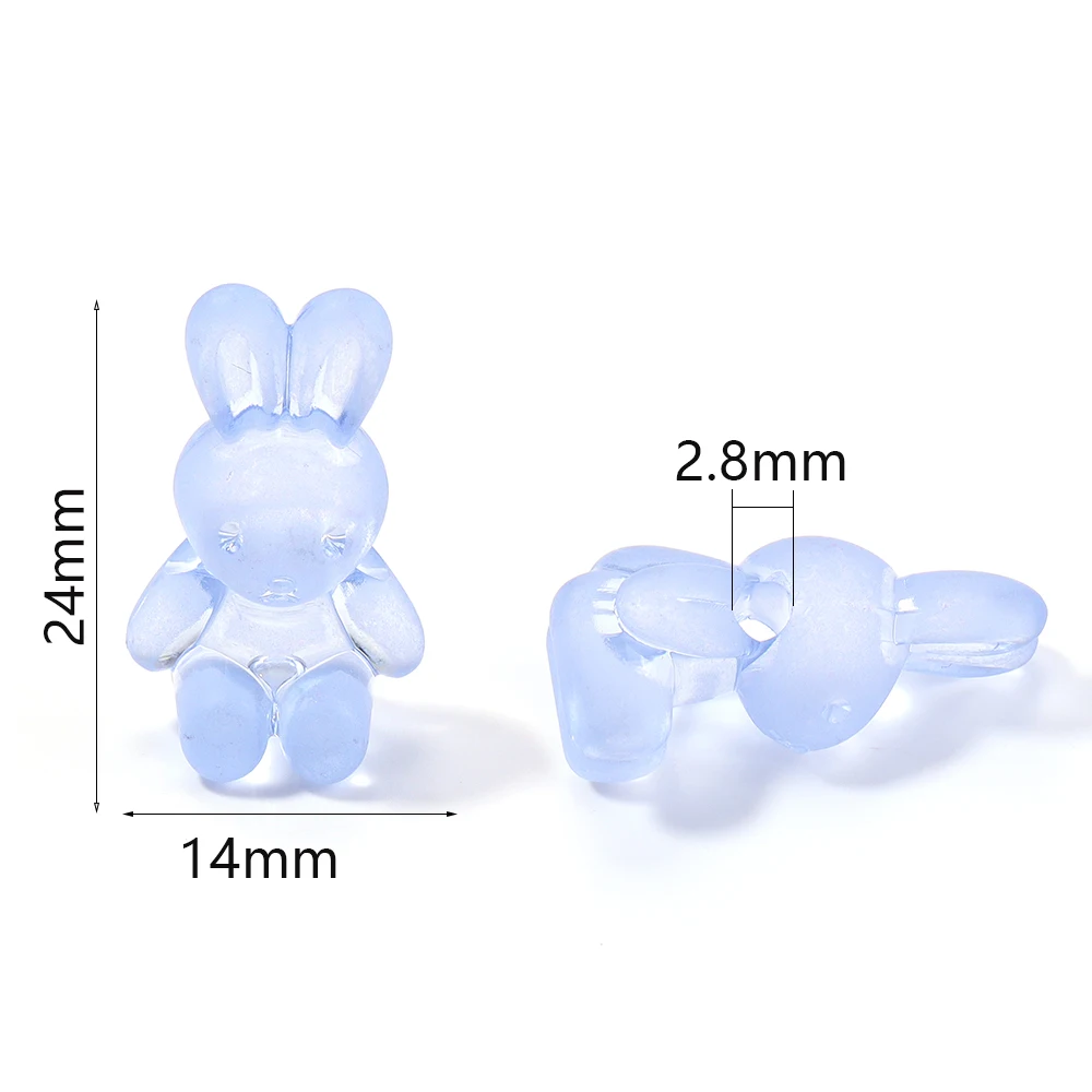 30pcs/lot Acrylic Cartoon Rabbit Beads 24x14mm Colorful Acrylic Charms Beads Loose Spacer Bead For DIY Jewelry Making Bracelet image 3