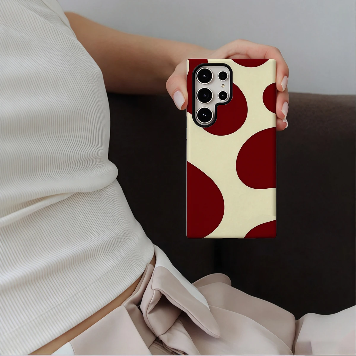 Crimson Cream Blob Phone Case For Samsung Galaxy S26 S25 Ultra S24 S23 Plus Hard Shock‑Absorption 2-in-1Protective Cover