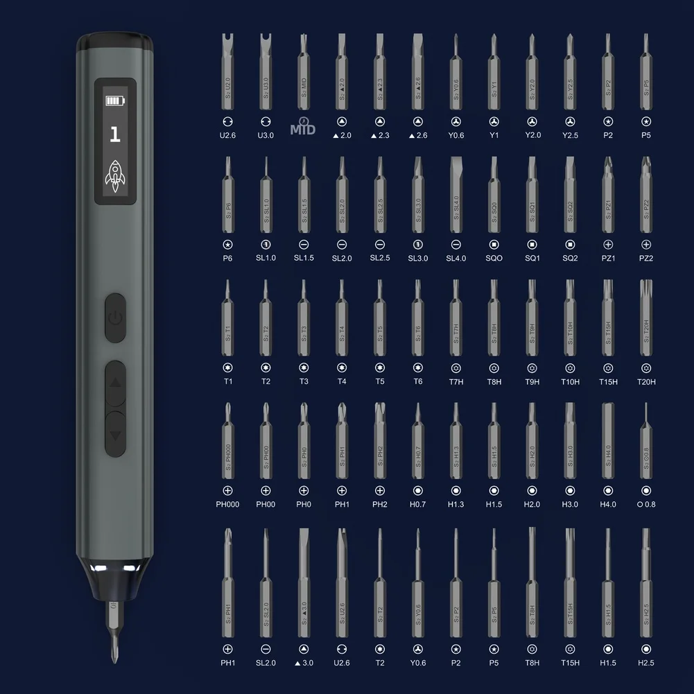 60 In 1 Electric Screwdriver Set Rechargeable Torque Ratchet 5 Adjustable Torque With LED Light For Electronics Repair