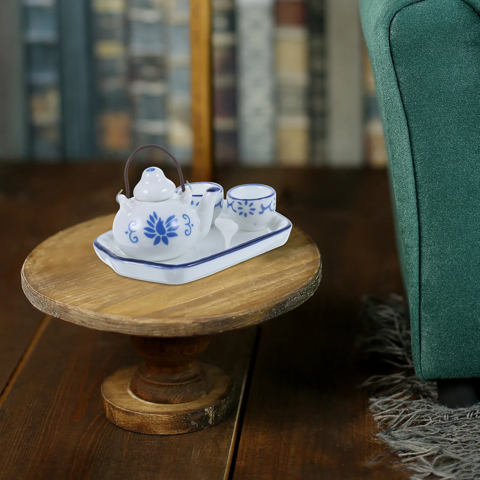 1Set Mini Ceramic Tea Set Dollhouse Tea Cup Teapot Decoration Miniature Kitchen Accessories Compact Mini House Accessories