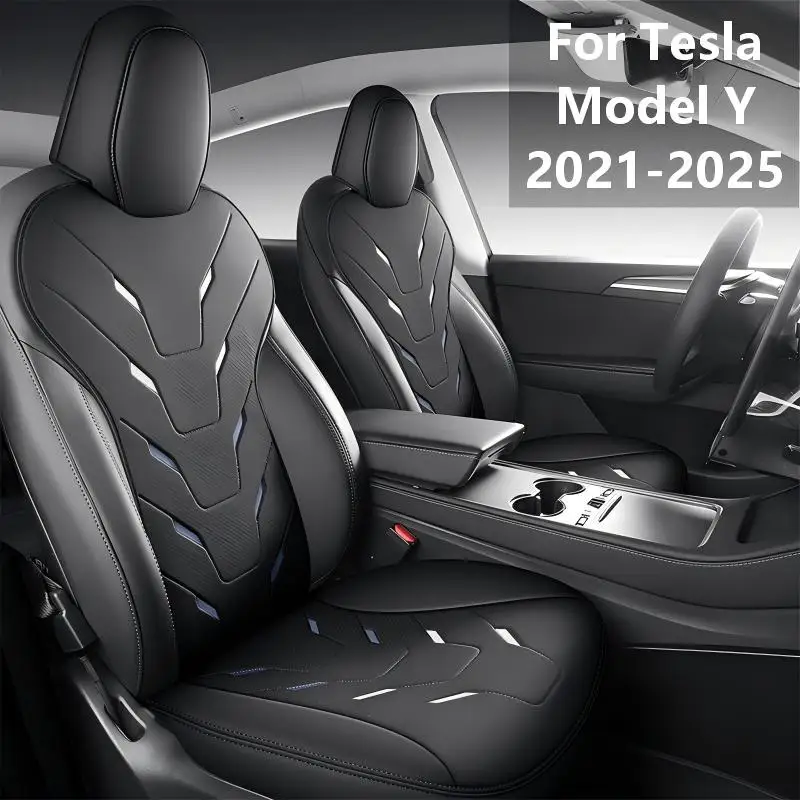 Luxury Half Wrapped Leather Car Seat Pad Anti Slip Seat Protector For Tesla Model Y 2021 2022 2023 2024 2025