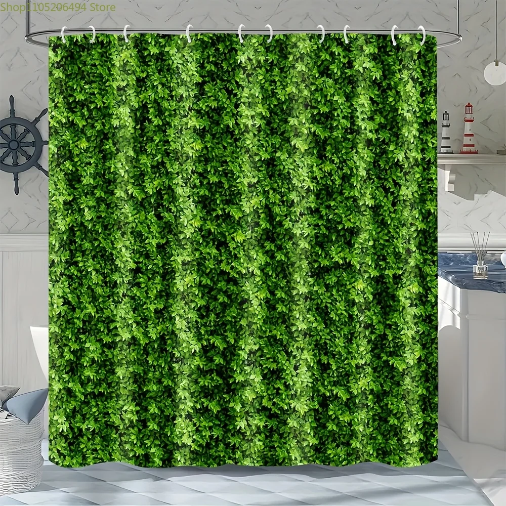 

1 Oversized Green Leaf Shower Curtain, 180x180cm, Bathroom Partition Curtain, Machine Washable Bathroom Decor, Window Privacy