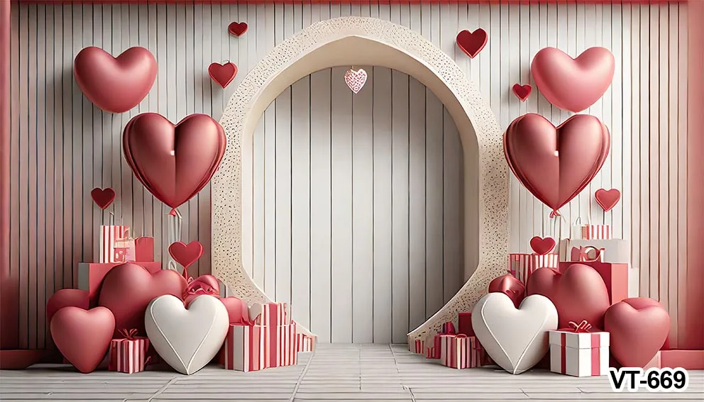 Photograph Pink White Wall Love Valentine Day Backgrounds Ice Cream Floral Balloons Flowers Bow Backdrops Banner Wedding Poster