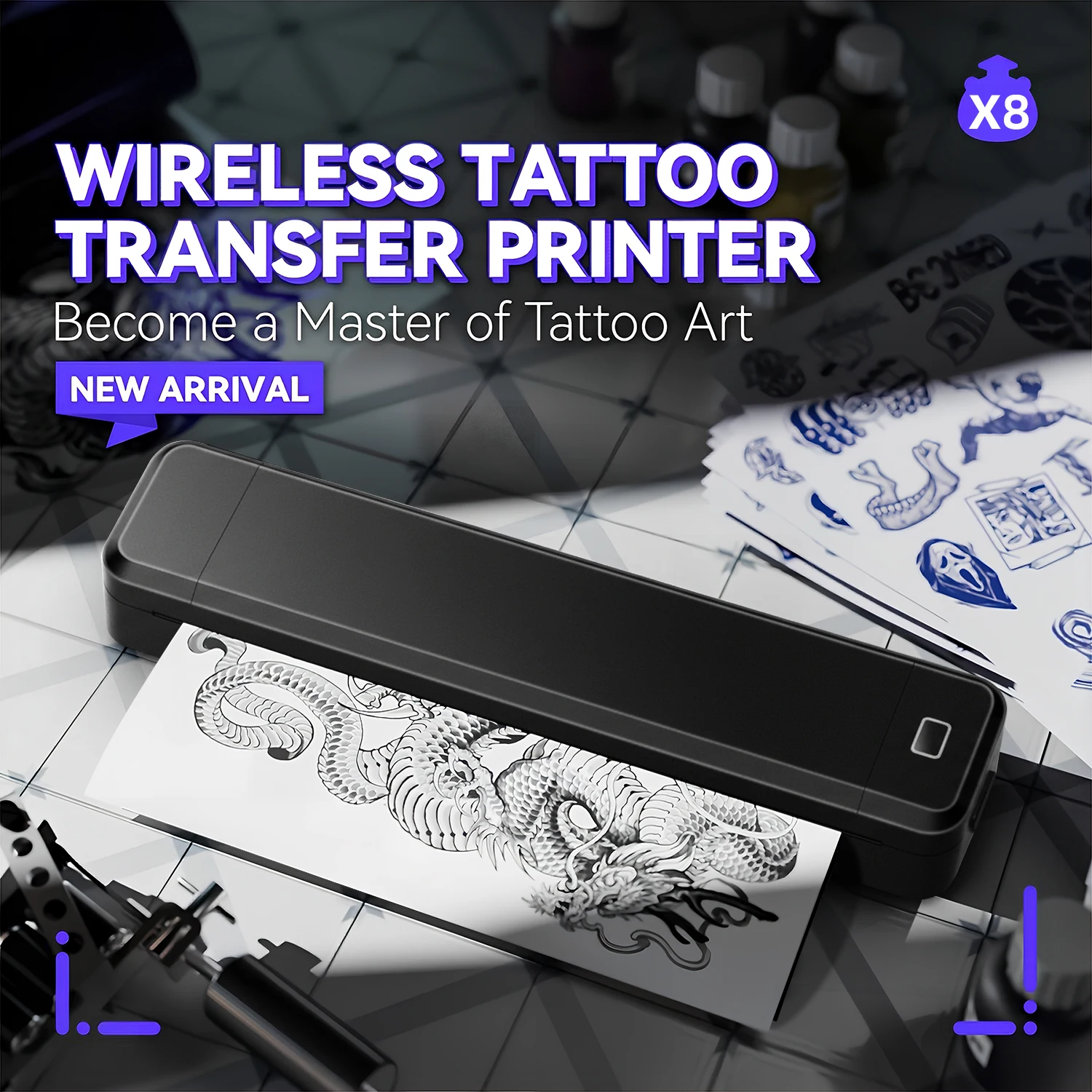 

MarkLife Wireless Tattoo Transfer Stencil Printer Tattoo Transfer Thermal Copier Machine for Home Office Shipping iOS Android PC