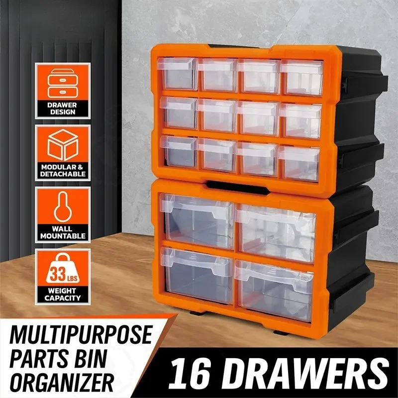 16 Grid Plastic Toolbox Parts Storage Box Screw Accessories Sorting Organizer Case for Hardware Nuts Bolts Small Components