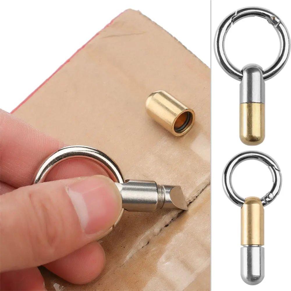 Portable Stainless Steel With Carabiner Buckles Cutting Tool Tinying Mini Tools Capsule Knife Key Ring Pendant