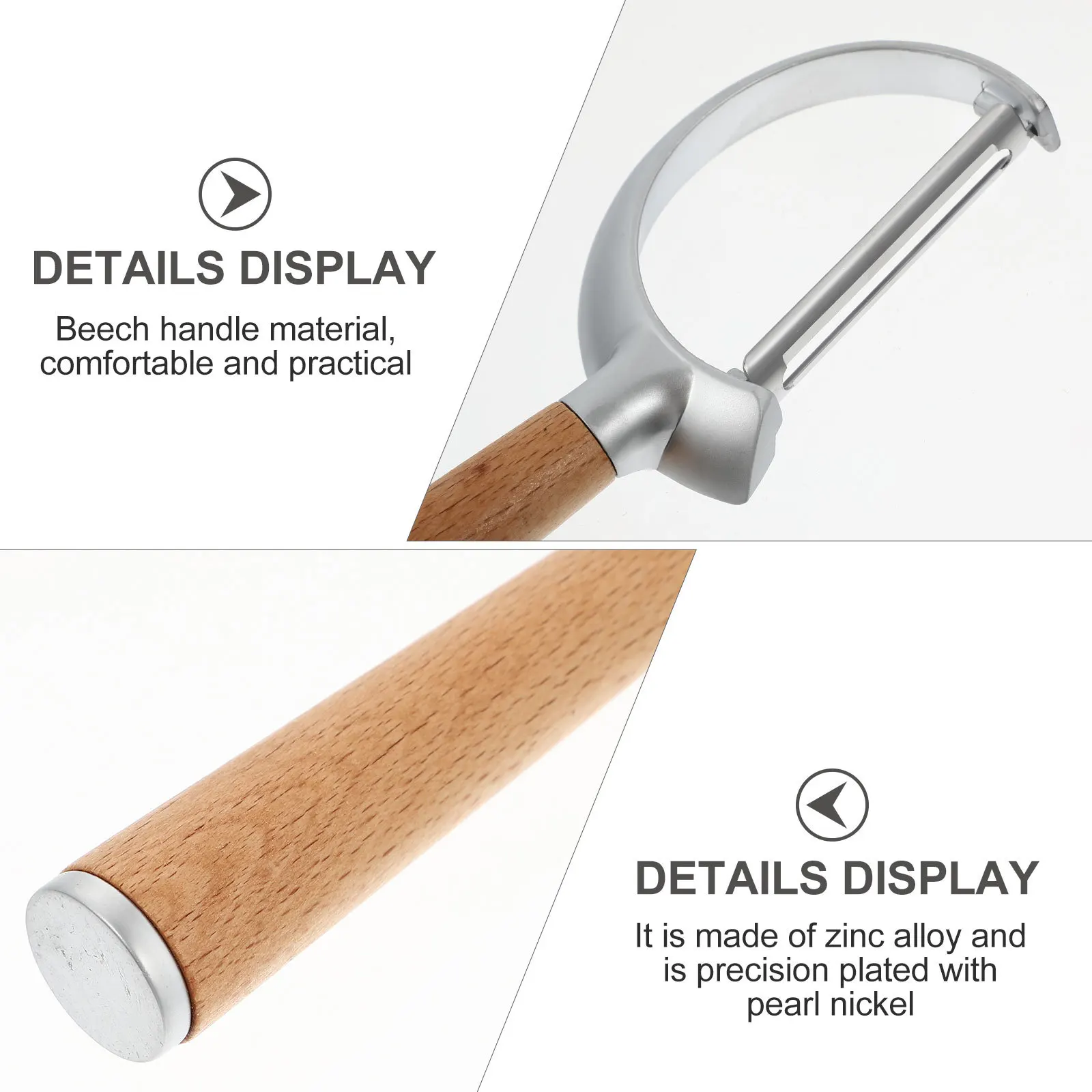 مقشرة فواكه بمقبض خشبي ممتاز من الفولاذ المقاوم للصدأ للخضروات والبطاطس والجزر والخيار ملحقات المطبخ تصميم مريح للمنزل