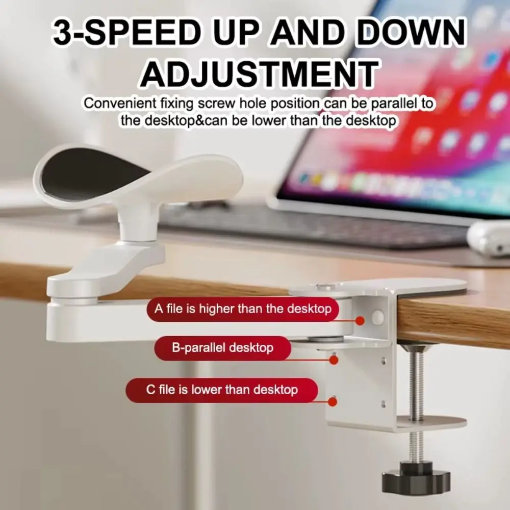 Aluminum Alloy Ergonomic Arm Rest 360° Rotation Extender Mouse Pad Armrest Comfortable Adjustable Height Armrest Bracket