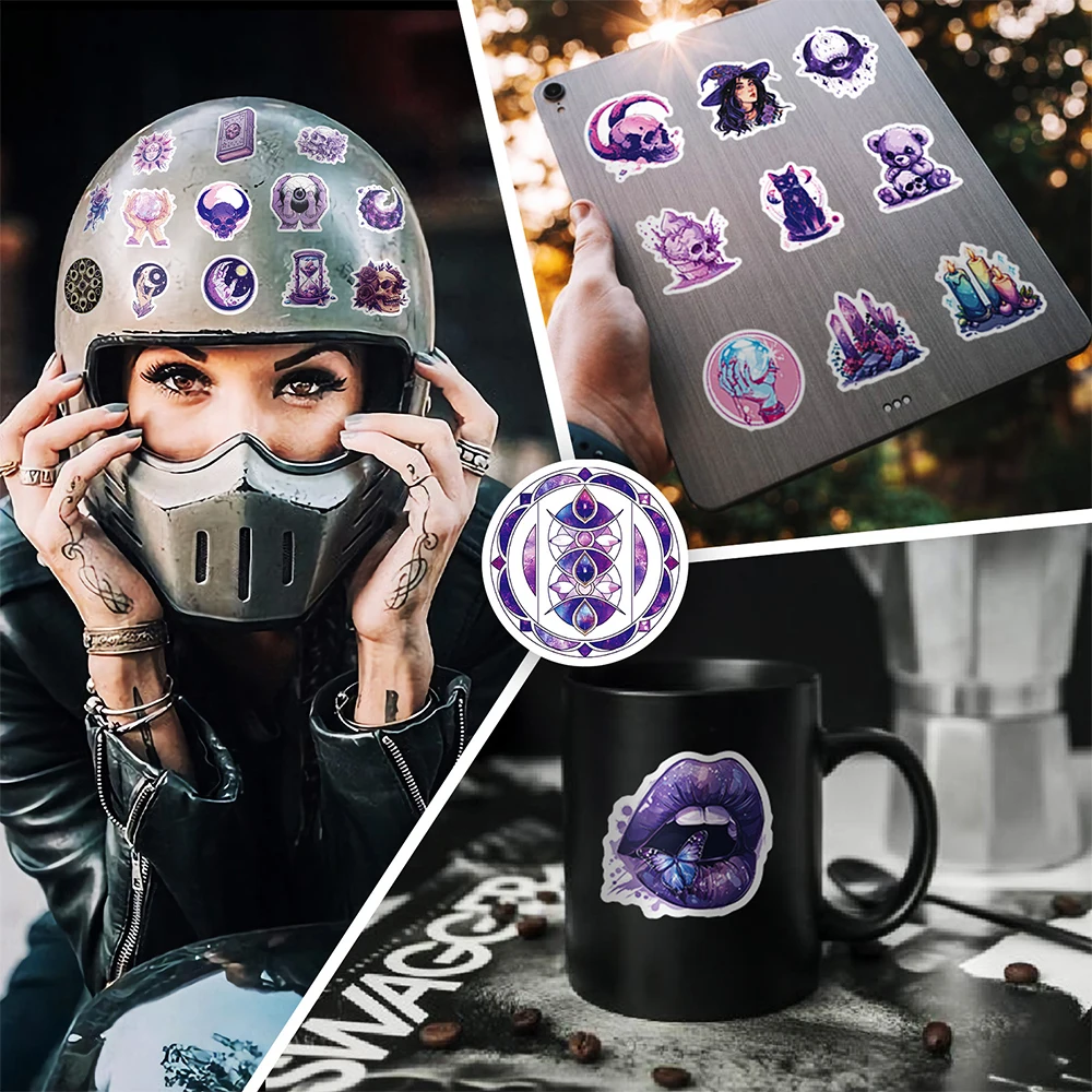 10/30/50pcs Gothic Horror Purple Skull Stickers Cool Cartoon Decal Phone Case Skateboard Laptop Personalized Graffiti Sticker