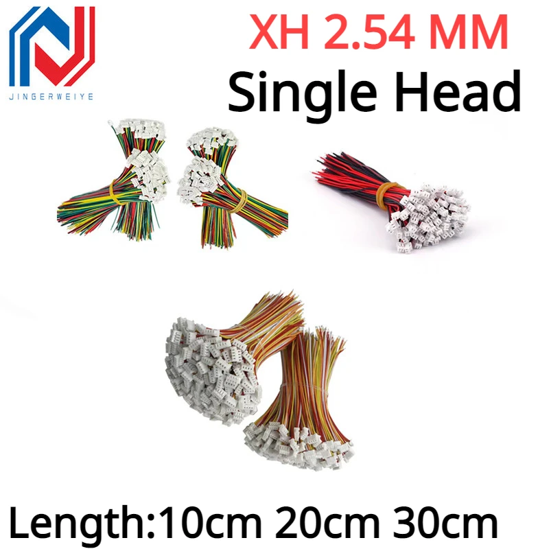 100Pcs/lot JST XH 2.54mm2/3/4/5/6/7/8/9/10/12 Pin Connector Plug Wire Cable 10/20/30cm Length 2.54MM Single Head Connector Wire