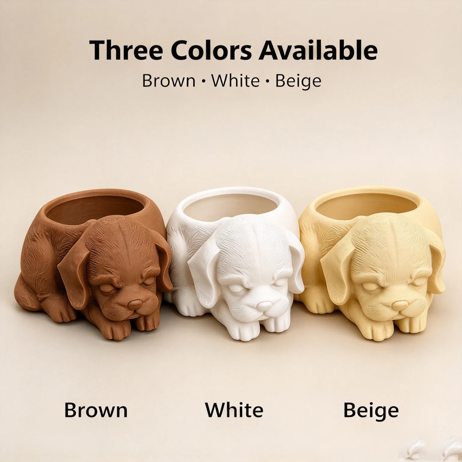 3D Printed Dog Shape Flower Pot Cute Sleeping Puppy Succulent Planter Resin Animal Desktop Mini Bonsai Pot ﻿