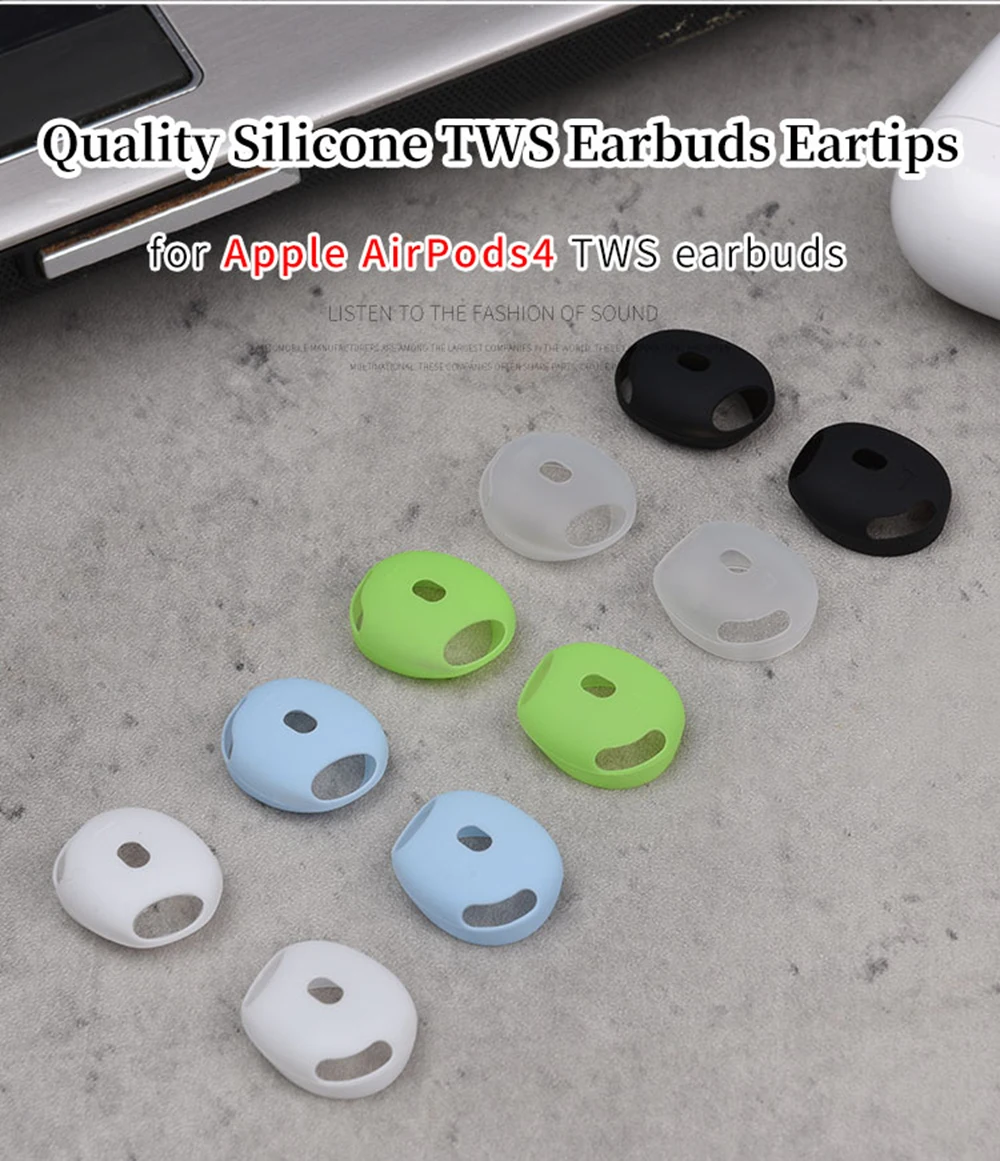 4Pcs Silicone Ear Tips for Apple Airpods4 True Wireless Earbuds Eartips Airpods 4 TWS Tips headphones Earplugs