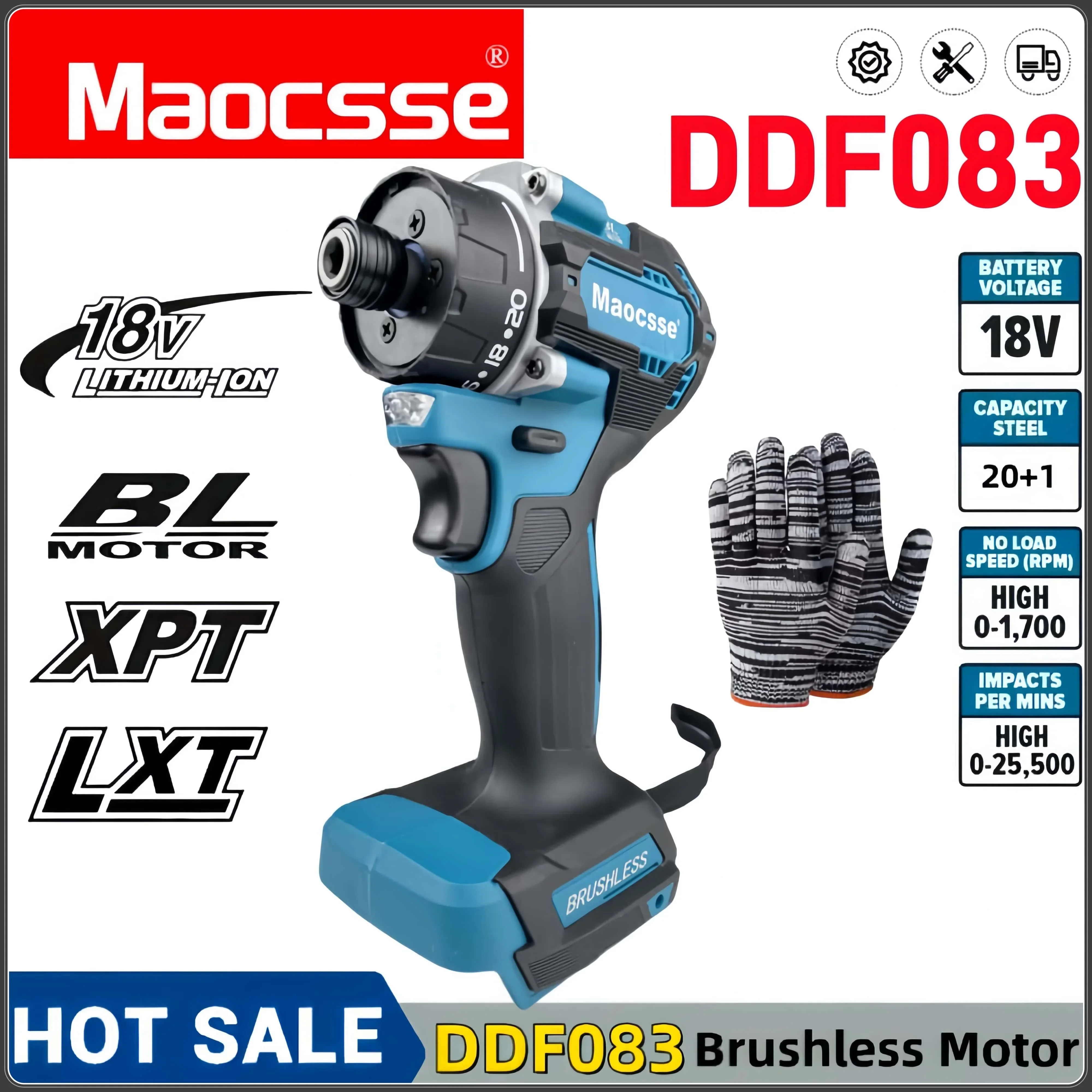 

Makita Cordless 18V/21V 2in1 brushless electric screwdriver, torque adjustable with LED lamp, two speeds Makita 18v battery