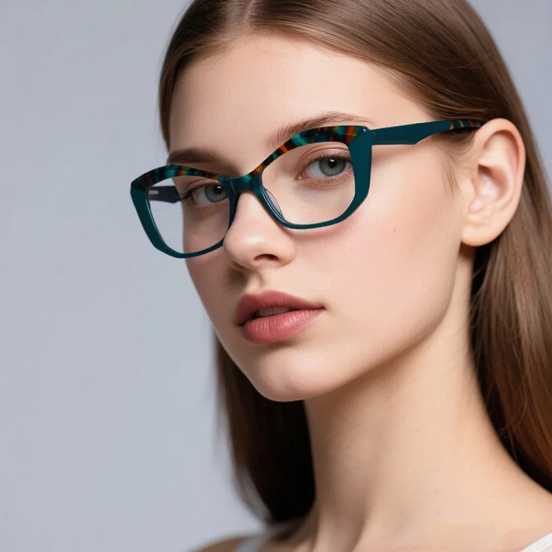 خمر المرأة أزياء عالية الجودة خلات إطارات الفاخرة القط العين نظارات العلامة التجارية مصمم النظارات واضح العدسات مفصلات معدنية
