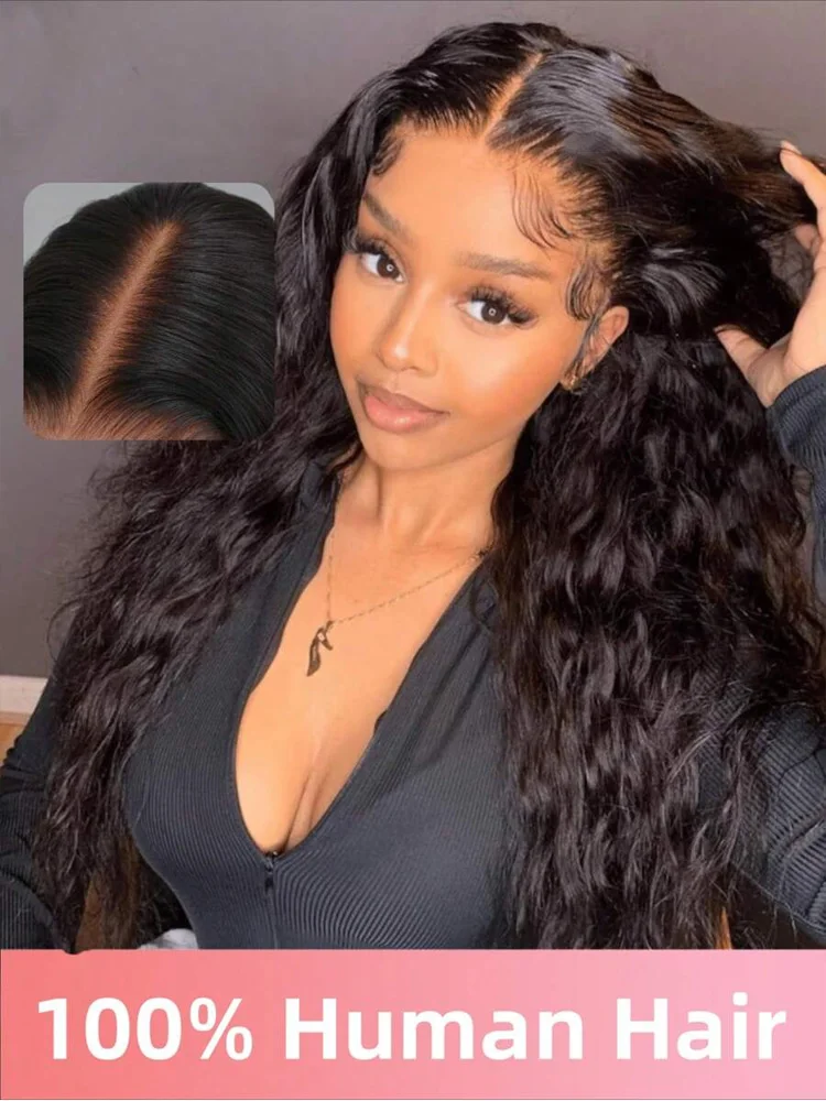 

250% Плотность 13x4 Полный парик фронтальной части шнурка Волна воды Парик натуральных волос Глубокая волна 13x6 HD Парики фронта шнурка для женщин