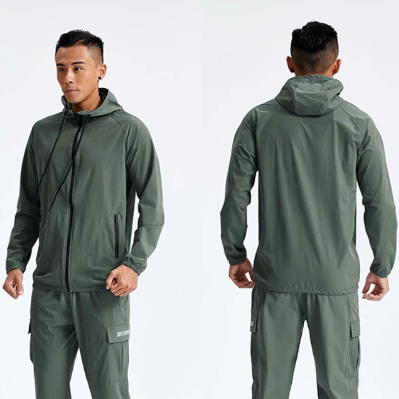 Men Fitness Sportswear Gym Training Long Sleeve Hoodies Sweatshirt Jogging Male Coat Cardigan Zipper Running Jacket