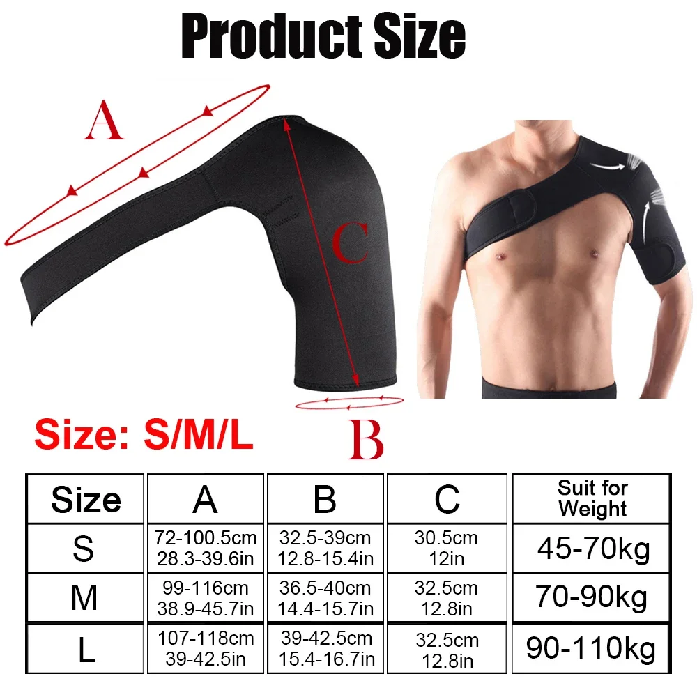 Picture 3: 1Pcs Adjustable Gym Sports Care Single Shoulder Support Back Brace Guard Strap Wrap Belt Band Pads Black Bandage Men & Women