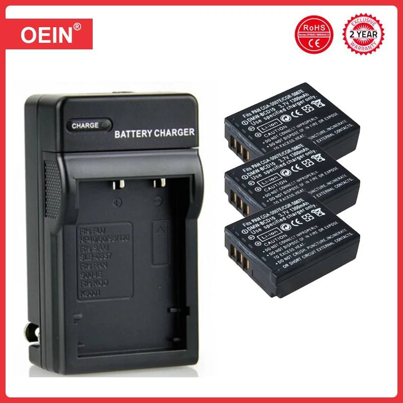 4Pcs 1300mAh CGA-S007 CGR-S007E DMW-BCC10 Battery For Panasonic Lumix DMC TZ1 TZ2 TZ3 TZ4 TZ5 TZ50 TZ15 CGR-S007E Camera Battery