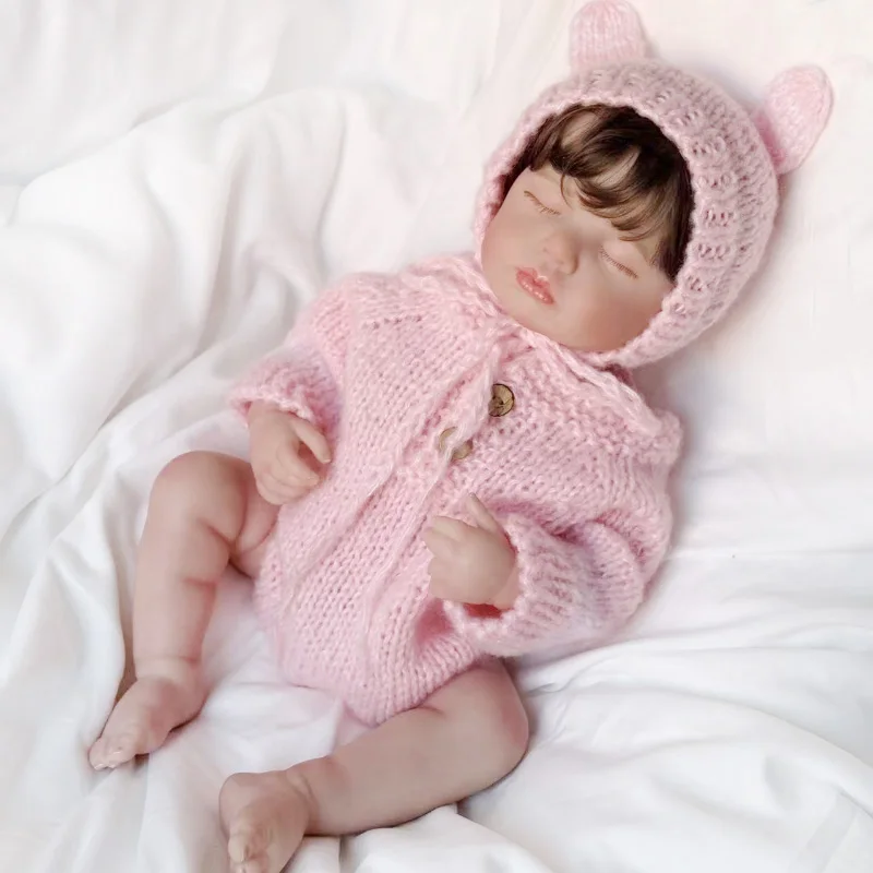 19 inch full body siliconen al geschilderd afgewerkte herboren babypop Loulou met geworteld haar