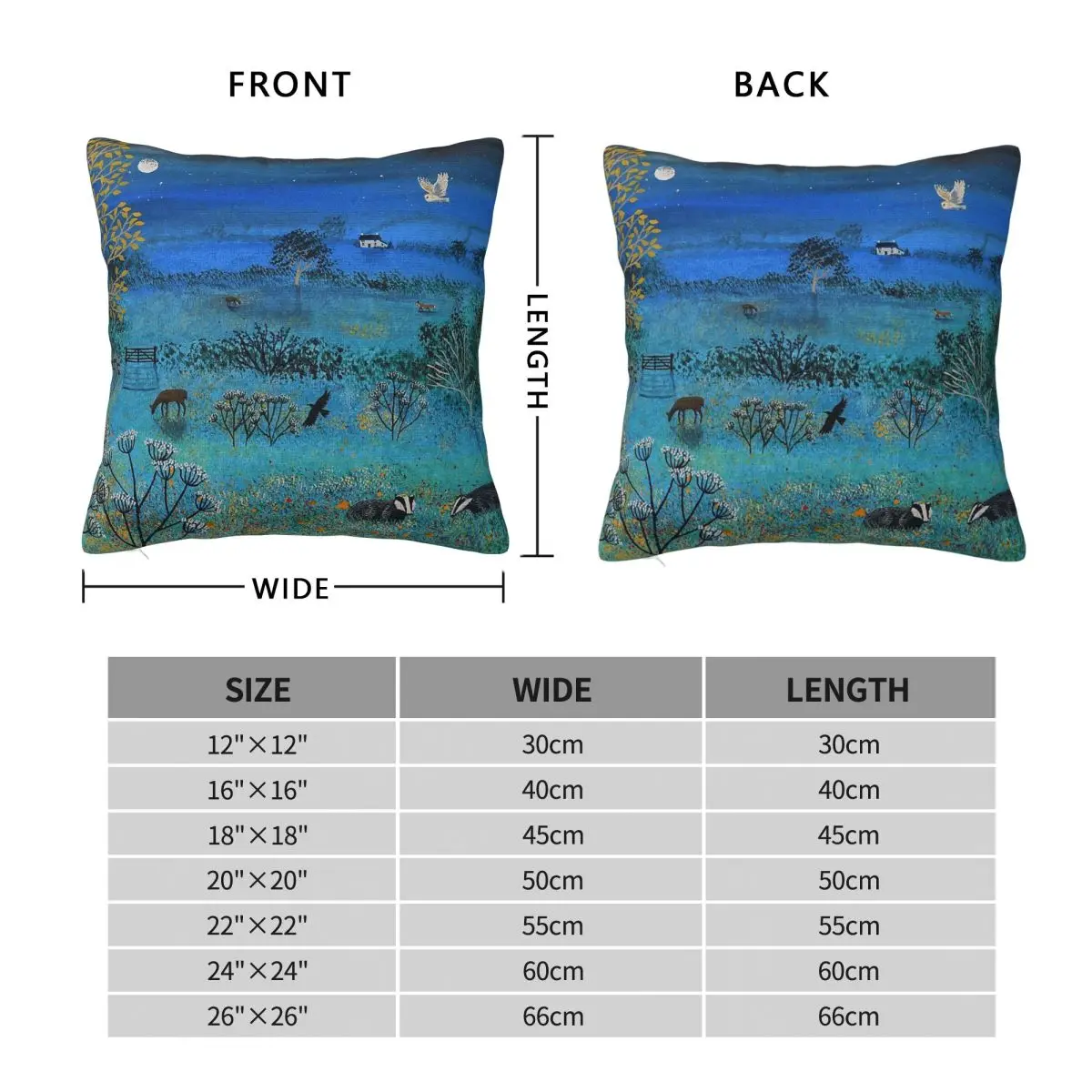 Moon Stars Badger Wildlife Square Pillowcase Polyester Linen Velvet Printed Zip Decorative Pillow Case Home Cushion Cover