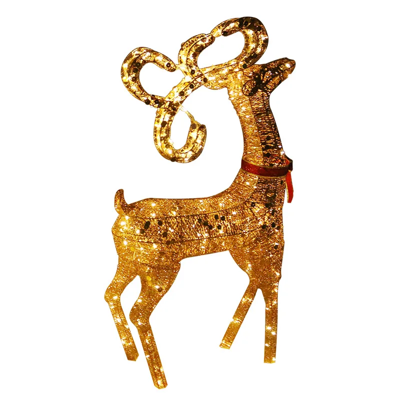 Christmas Glowing Wrought Iron Christmas Elk Sleigh Decorations Hotel Shopping Mall Holiday Atmosphere Decoration Ornaments