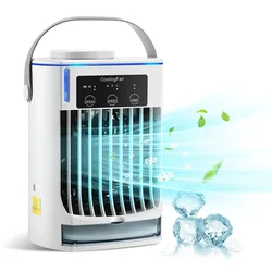 Portable Air Conditioner 3-Speed Mute Desk Air Cooler Fan USB With Humidifier Strong Wind LED Night Light Cold Air Conditioning