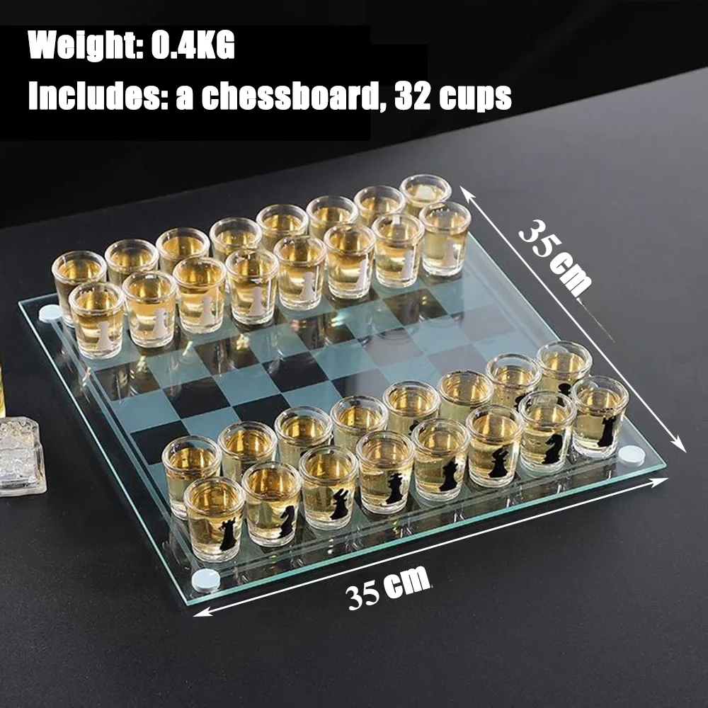 Bar Drinking Games Chess Game Set 35x35cm Party Favor With 32 Game Glasses Bar Entertainment Supplies