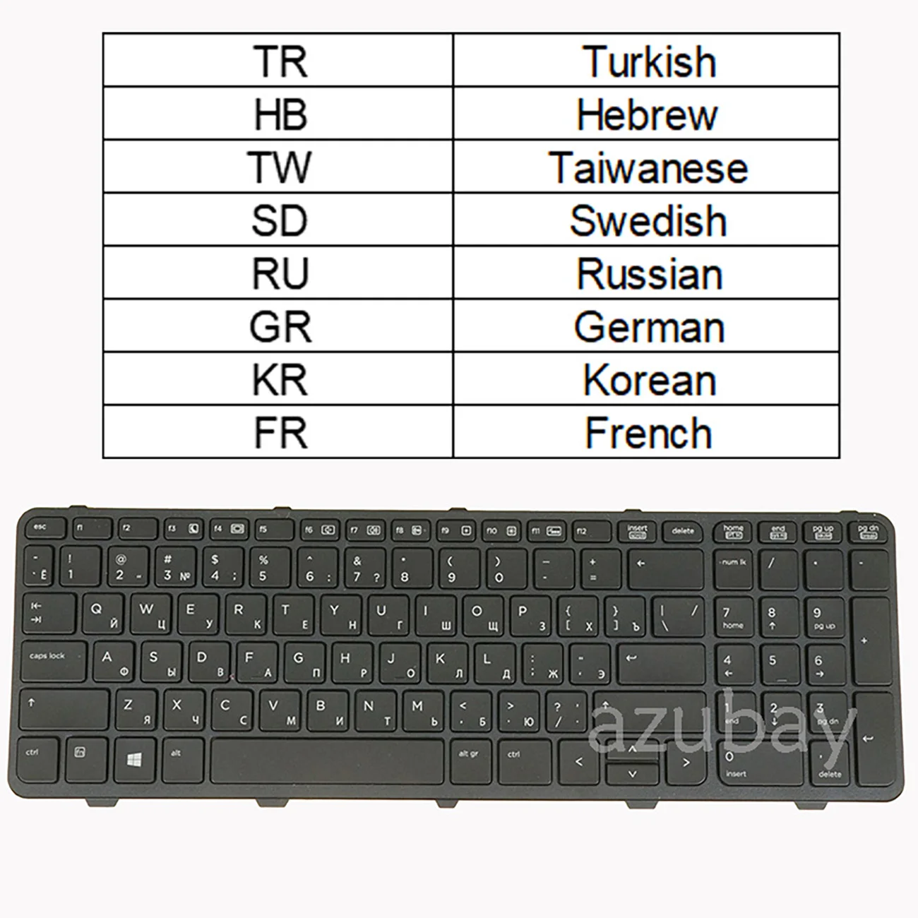 Russian German QWERTZ Swedish Finnish Hebrew Korean Taiwan Turkish Bulgarian Keyboard for HP Probook 650 G1, 655 G1, Backlit