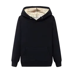 Harajuku Hoodie Women Thick Fleece Lined Hoodie Sweatshirt Winter Velvet Warm Long Sleeve Hoodies Solid Color Loose Y2k Clothes