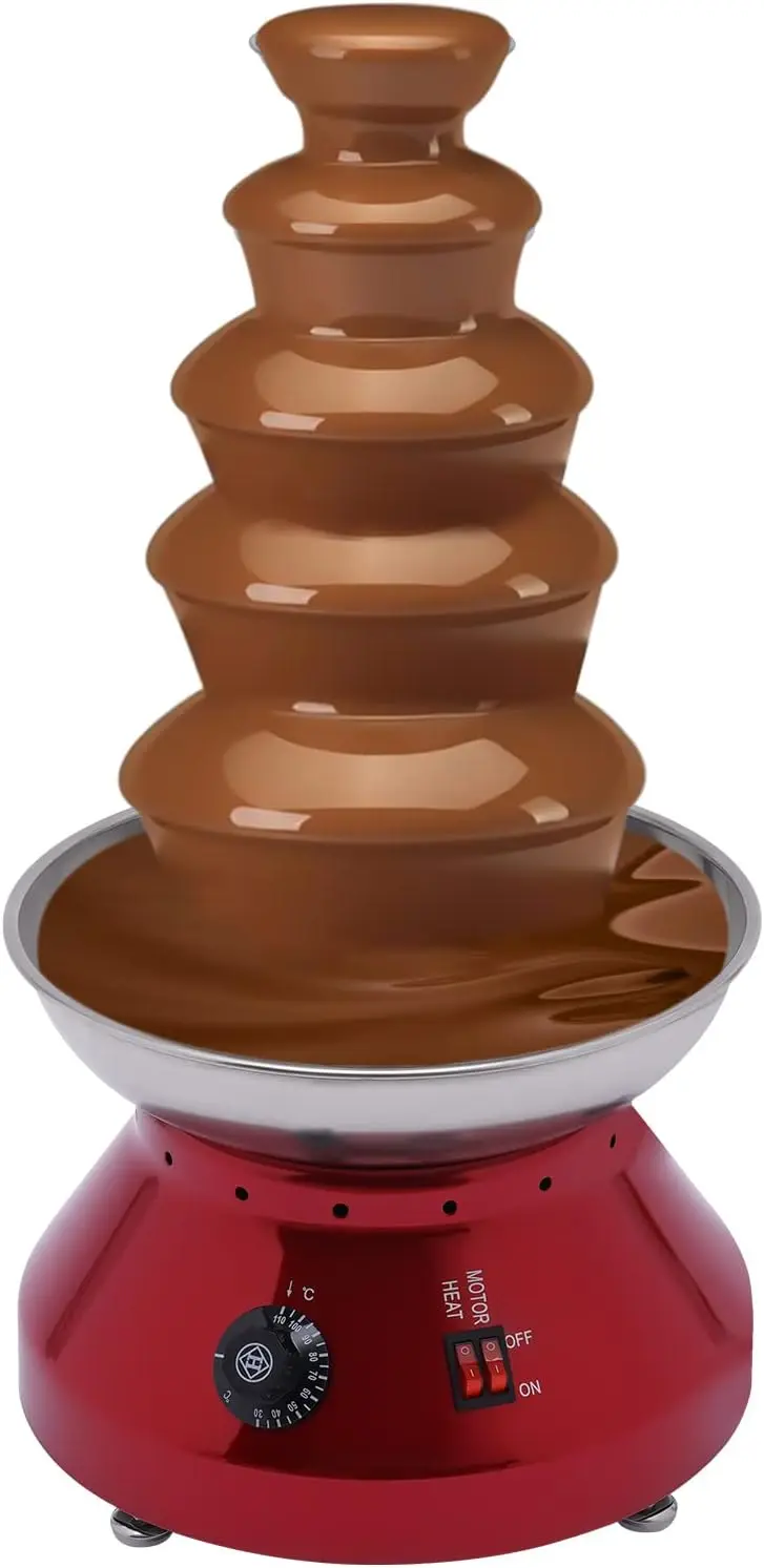 

Electric Chocolate Fondue Fountain Machine, 5 Tier 7 lbs Electric Melting Machine for BBQ Sauce, Cheese, Liqueurs