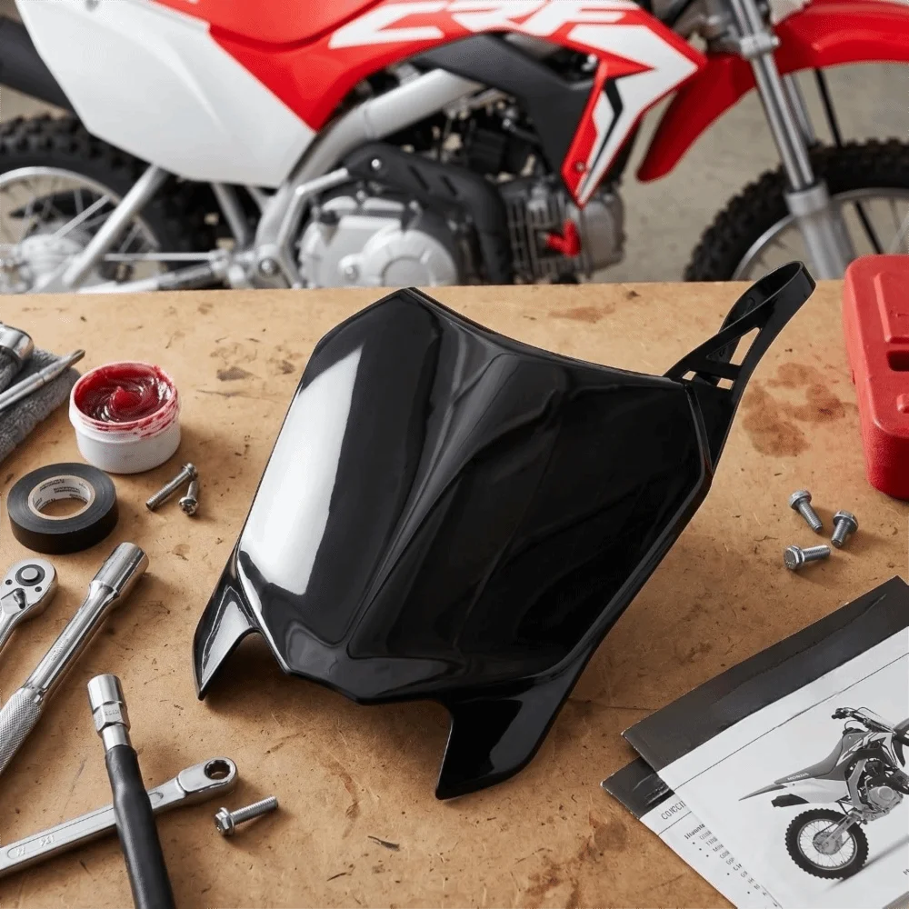 Durable Black Front Number Plate Plastic Front Mount Dirt Bike Number Plate Pit Bike Front Plastic Motorcycle Replacement